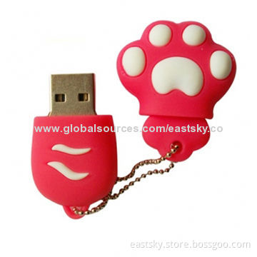 Custom Cat Claw-shaped Thumb Drive, Made of Soft PVC Material, OEM Orders Welcomed